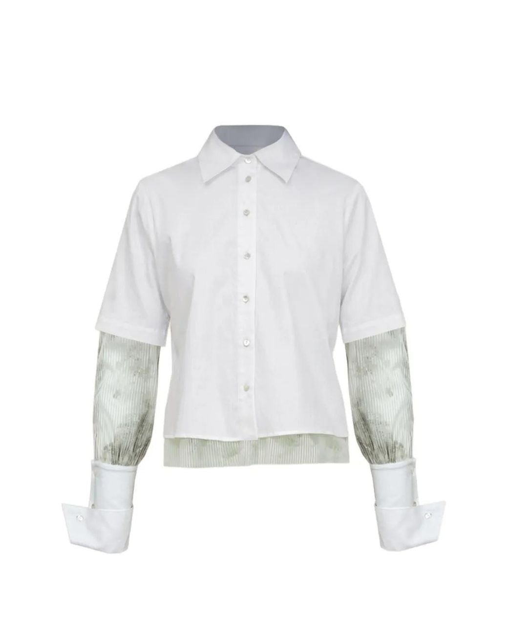 Contessa Mills White Aradia Layered-Sleeve Shirt