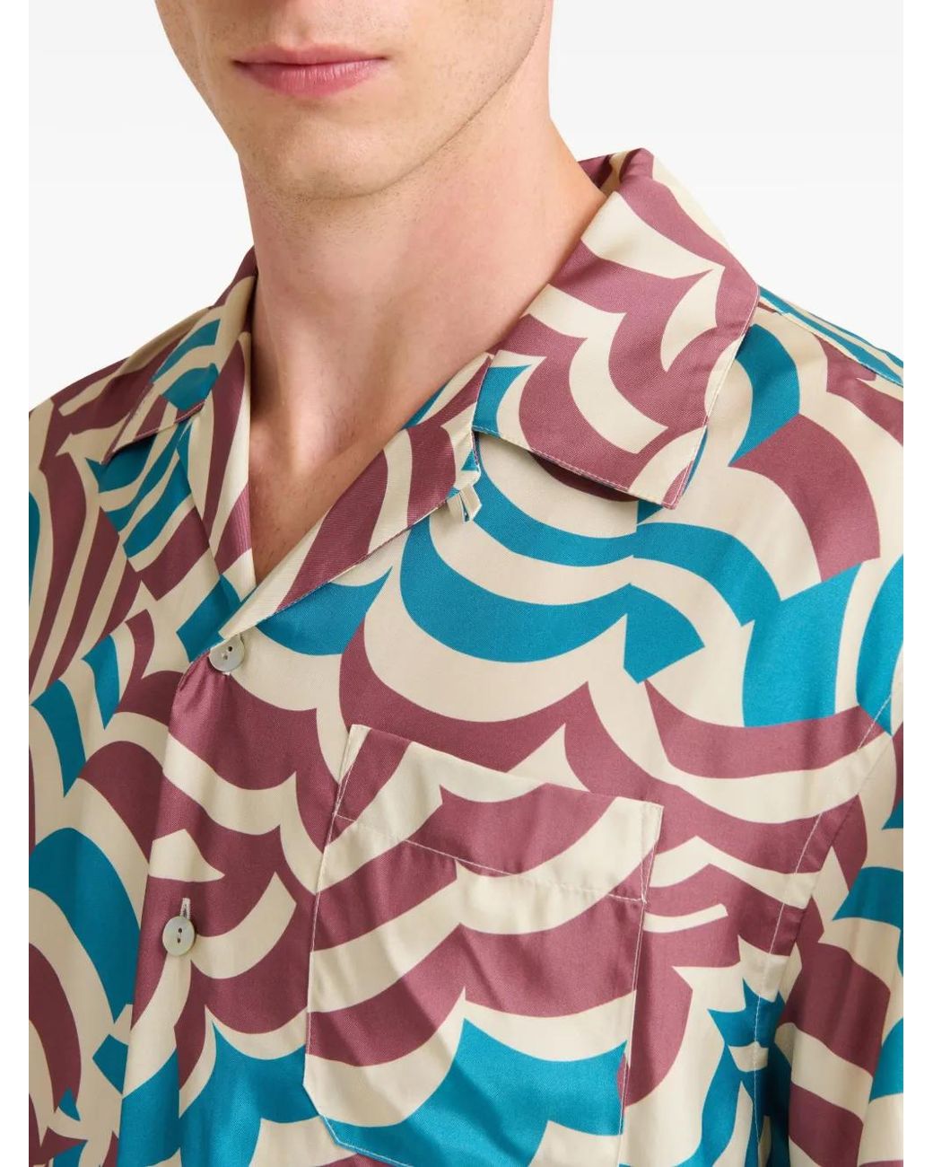 Marni White Contrast-Print Bowling Shirt for men