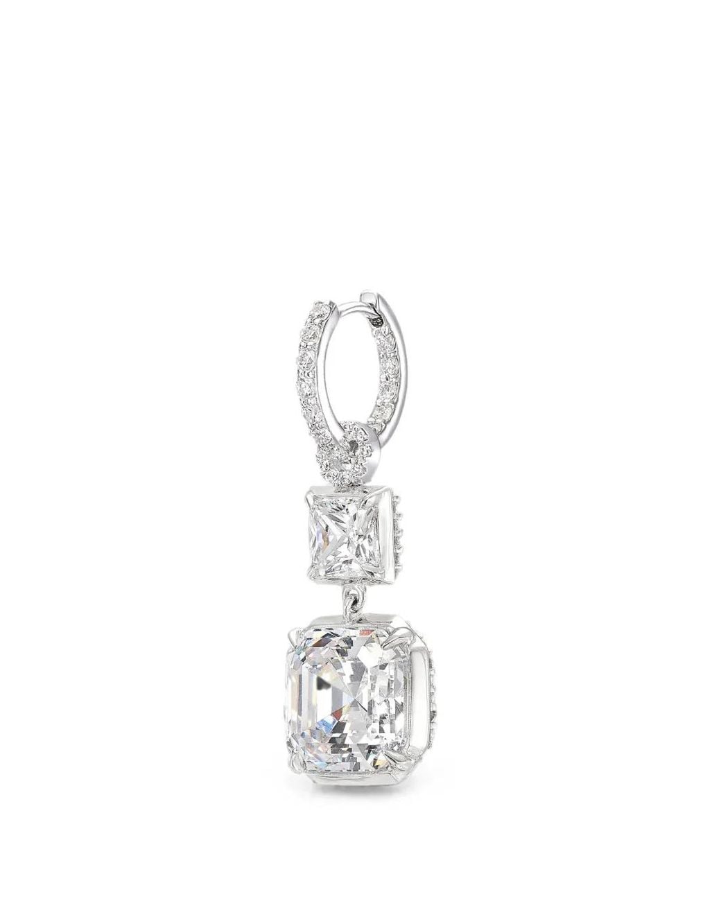 Anabela Chan White Asscher Diamond Pendant Hoop Earrings