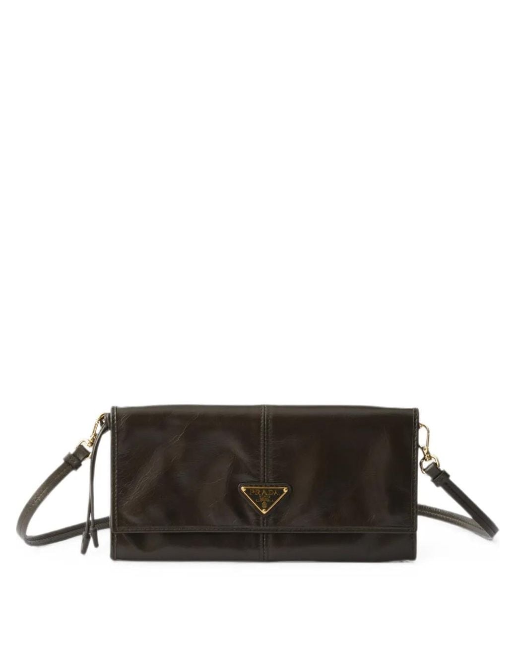 Prada Black Portefeuille En Cuir À Bride Portée Épaule