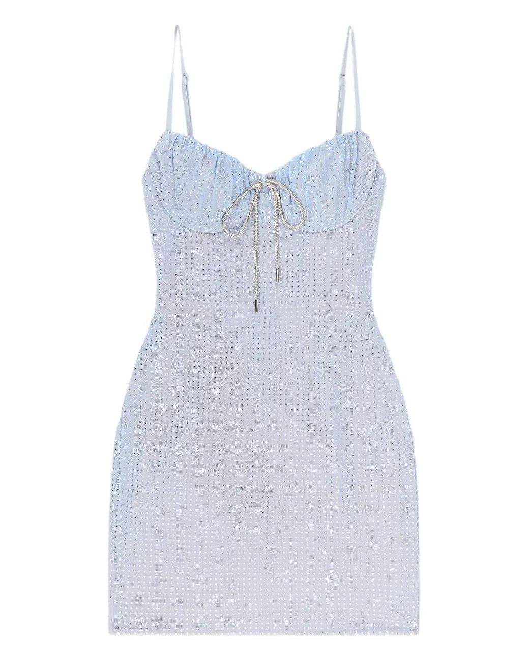 Area Blue Crystal Hotfix Mini Dress