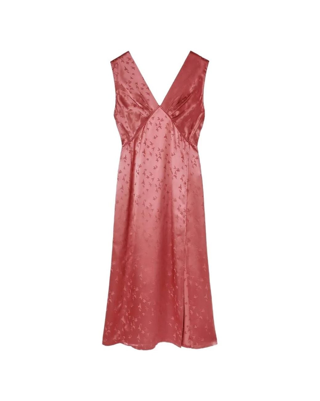 RETORI Red V-Neck Bird-Detail Midi Dress