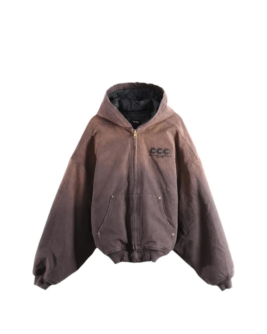 Willy Chavarria Brown Quilted Juggernaut Logo-Embroidered Hooded Jacket for men