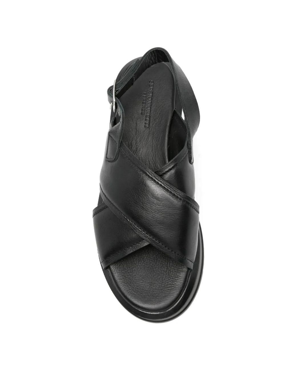 SERGIO MORETTI FIRENZE Black Cross-Strap Sandals