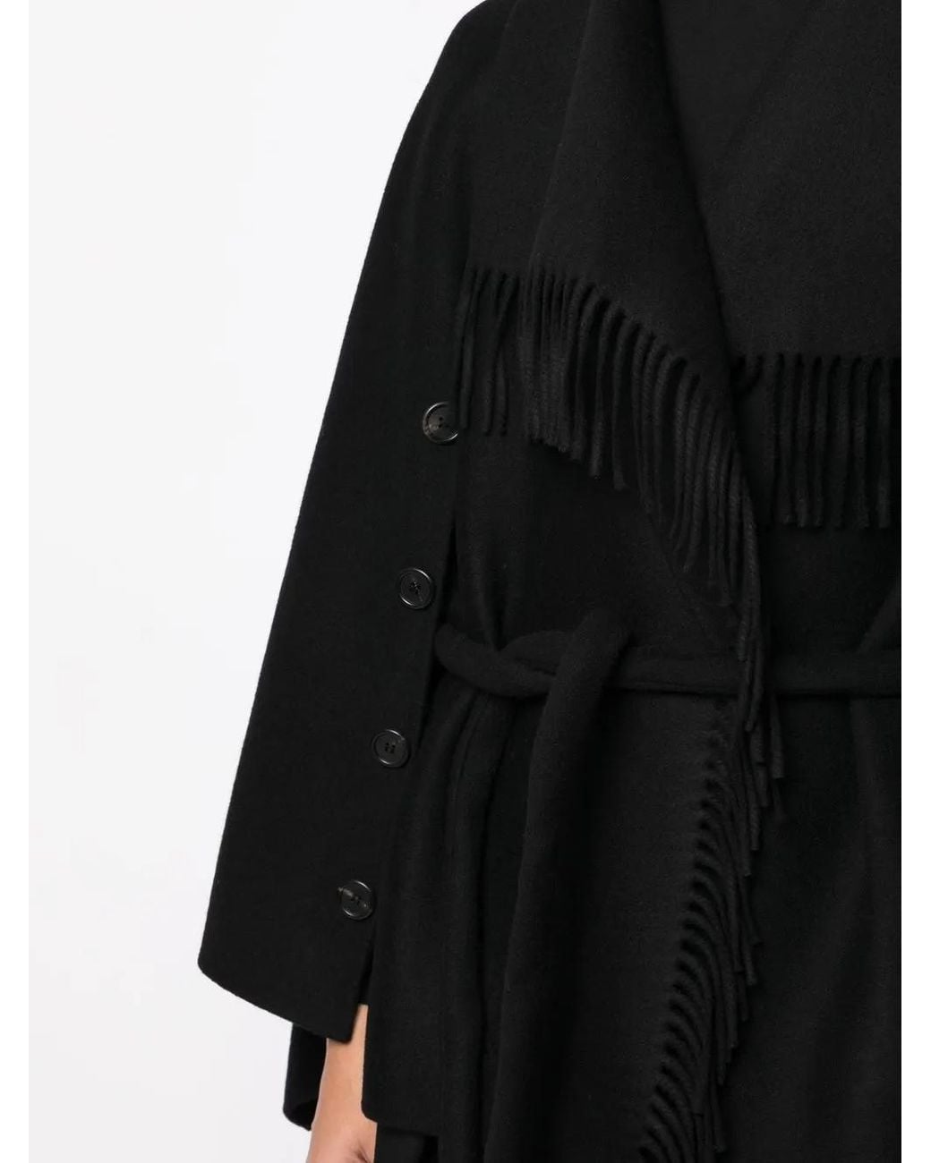 Abrigo Estilo Capa Con Flecos Goen.J de color Black