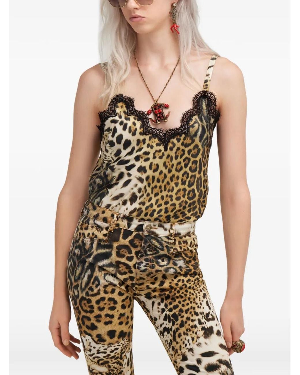 Roberto Cavalli Brown Leopard-Print Top