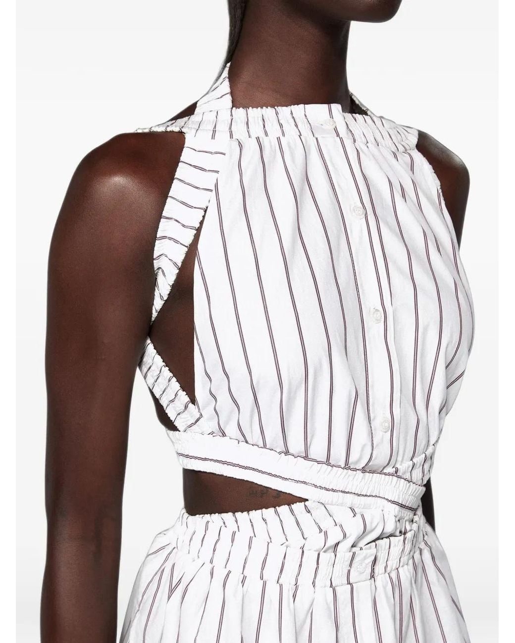 SRVC Studio White Striped Cut-Out Top