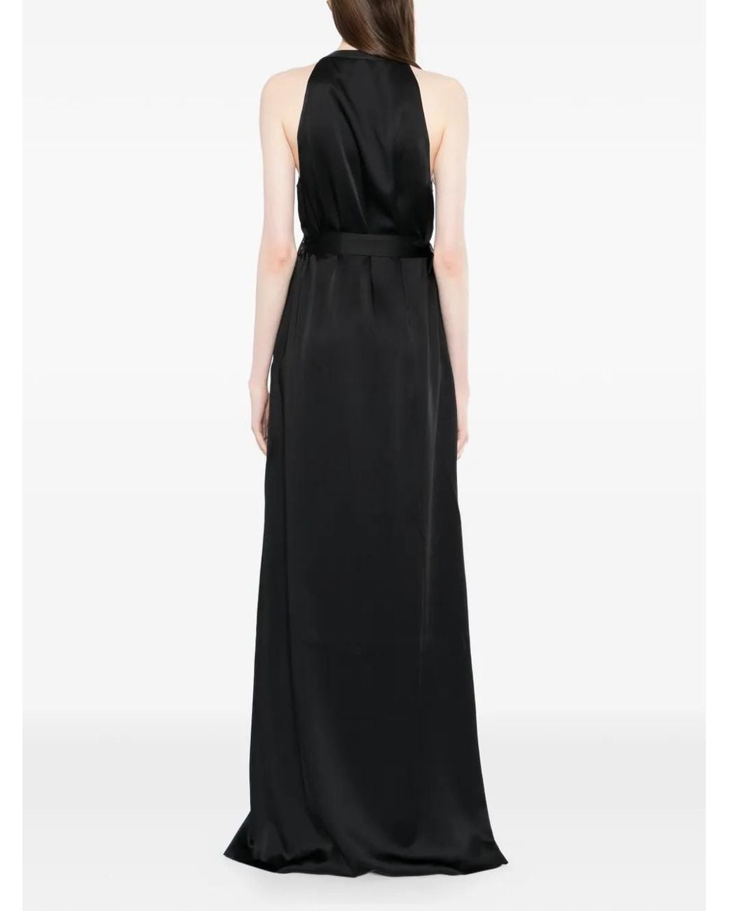 Tom Ford Black Robe Longue À Dos-Nu Ceinturée