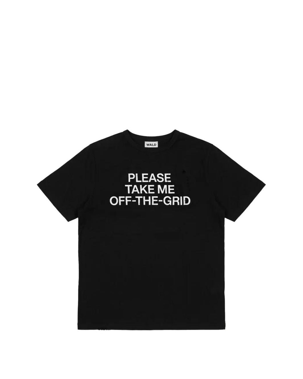 Waldi Black Off-Grid Slogan-Print T-Shirt for men