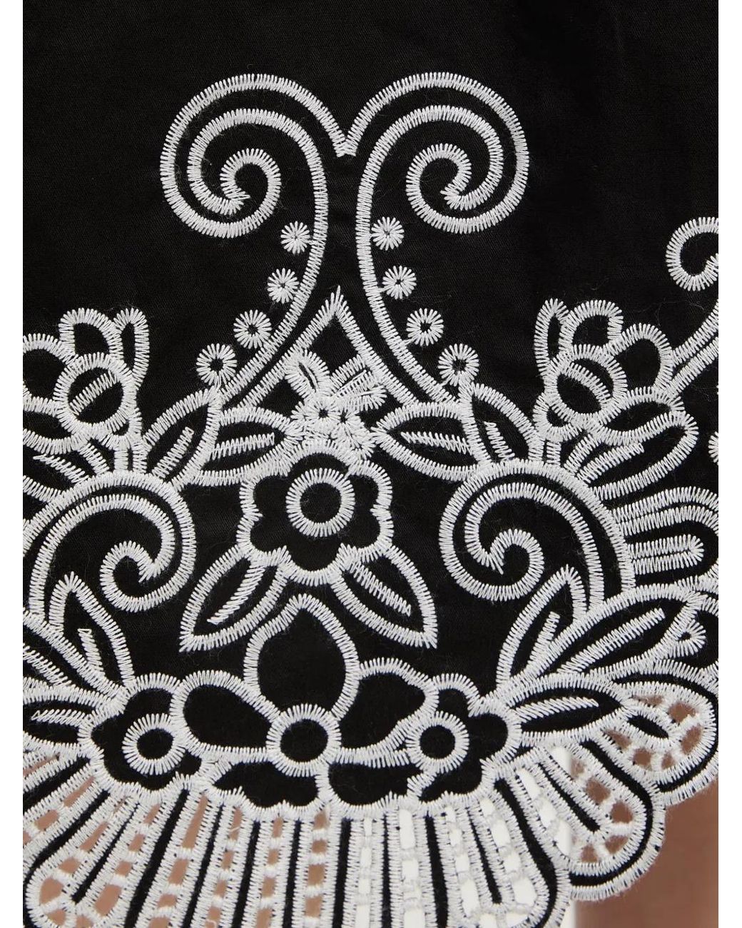 Fracomina Black Floral-Embroidery Midi Dress