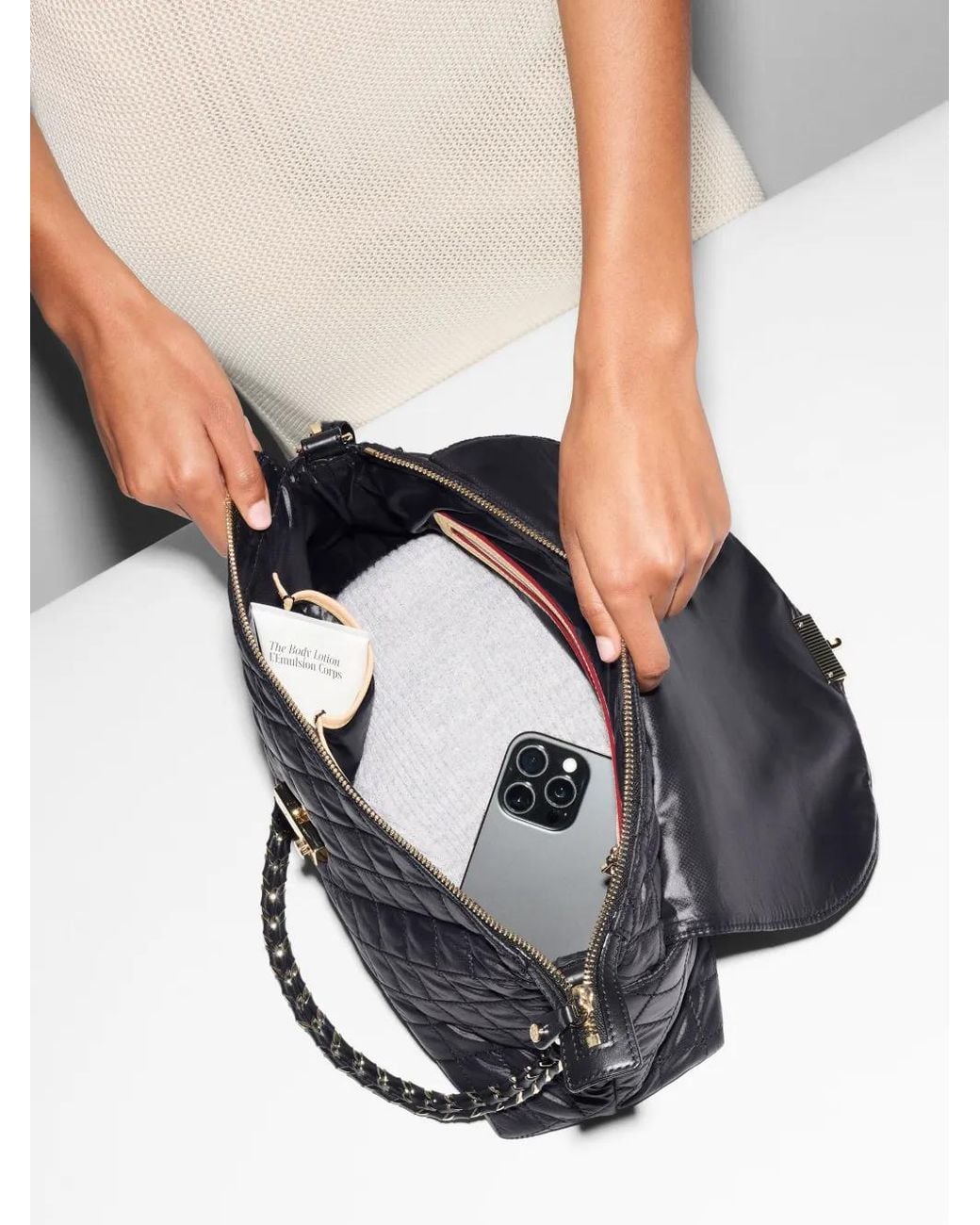 MZ Wallace Gray Crosby Lock Shoulder Bag