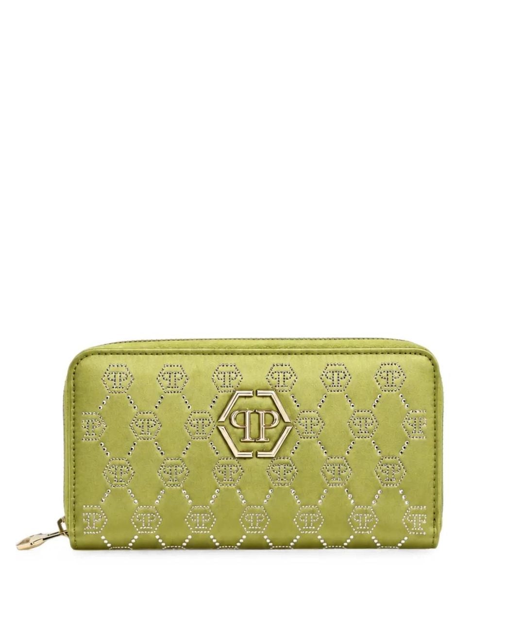 Philipp Plein Green Crystal-Embellished Logo-Plaque Wallet