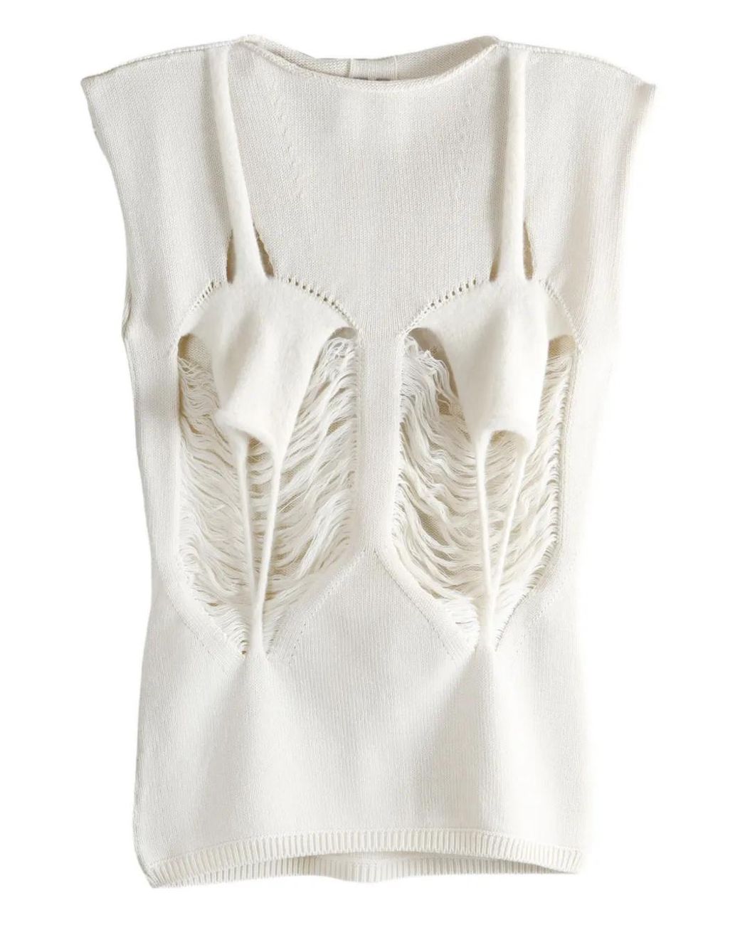 Rick Owens White Cut-Out Sleeveless Top