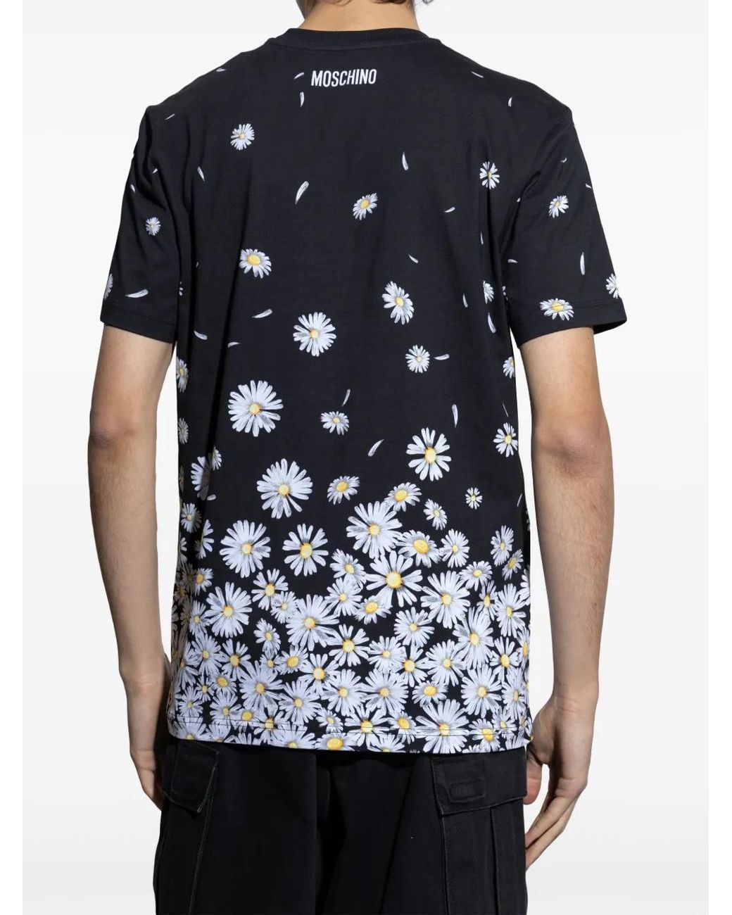 Moschino Blue Floral-Print T-Shirt for men