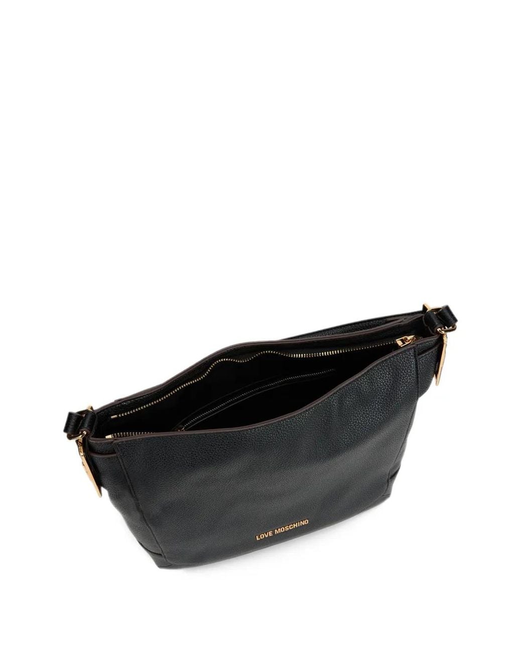 Love Moschino Black Logo-Plaque Pebbled Shoulder Bag