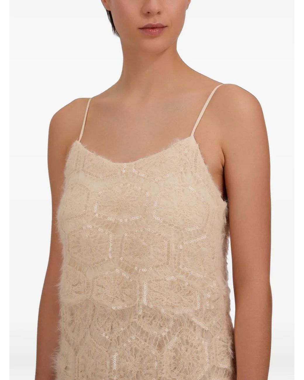 Herno Natural Sequin-Embellished Midi Dress