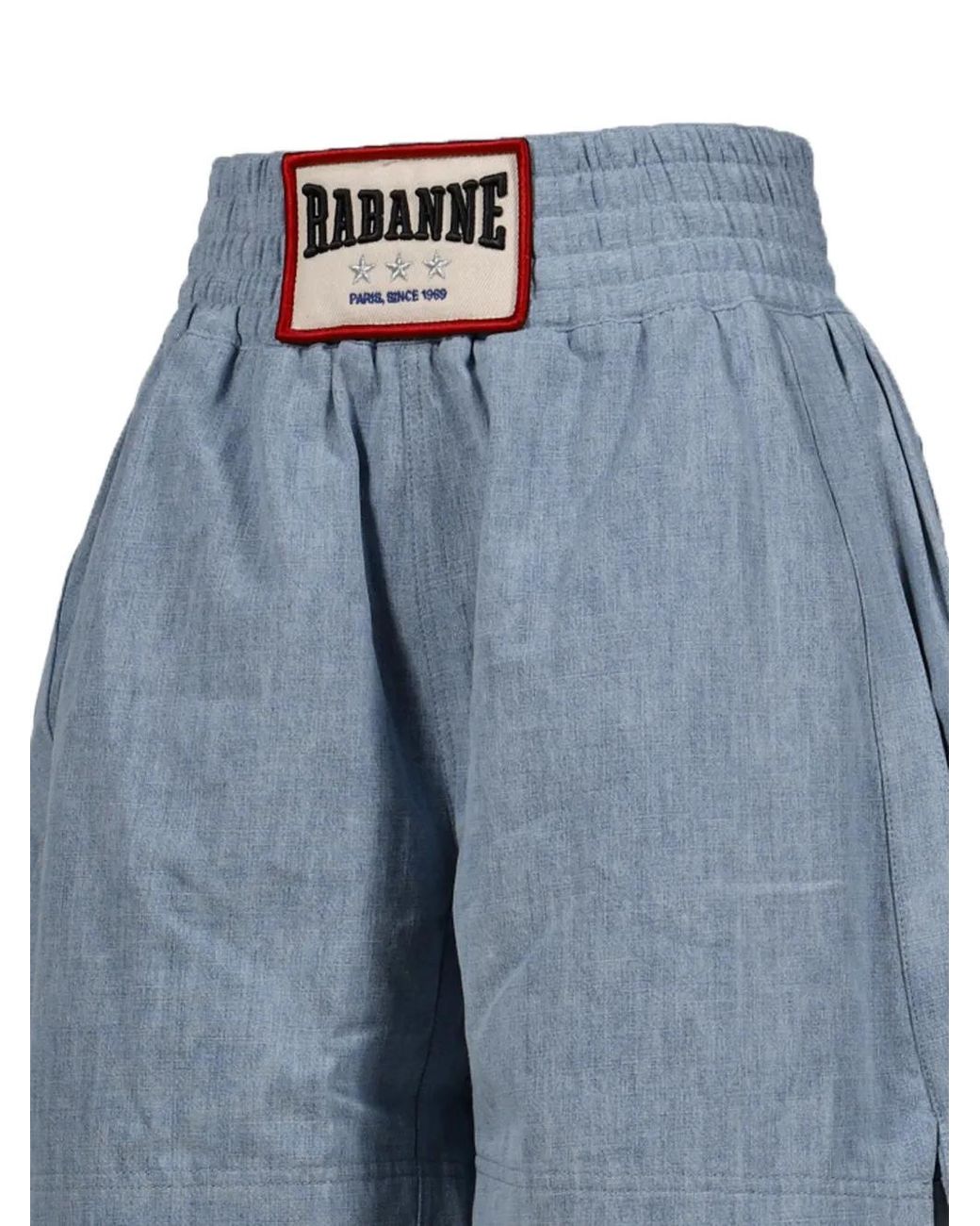 Rabanne Blue Logo-Patch Bermuda Shorts