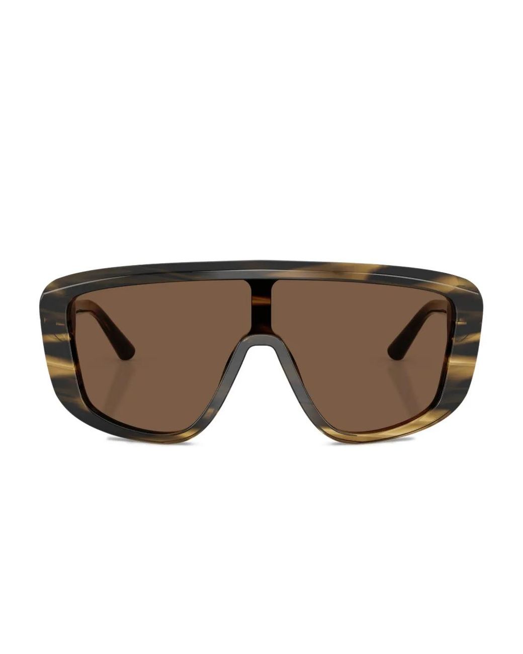 Dolce & Gabbana Brown Striped Shield-Frame Sunglasses for men