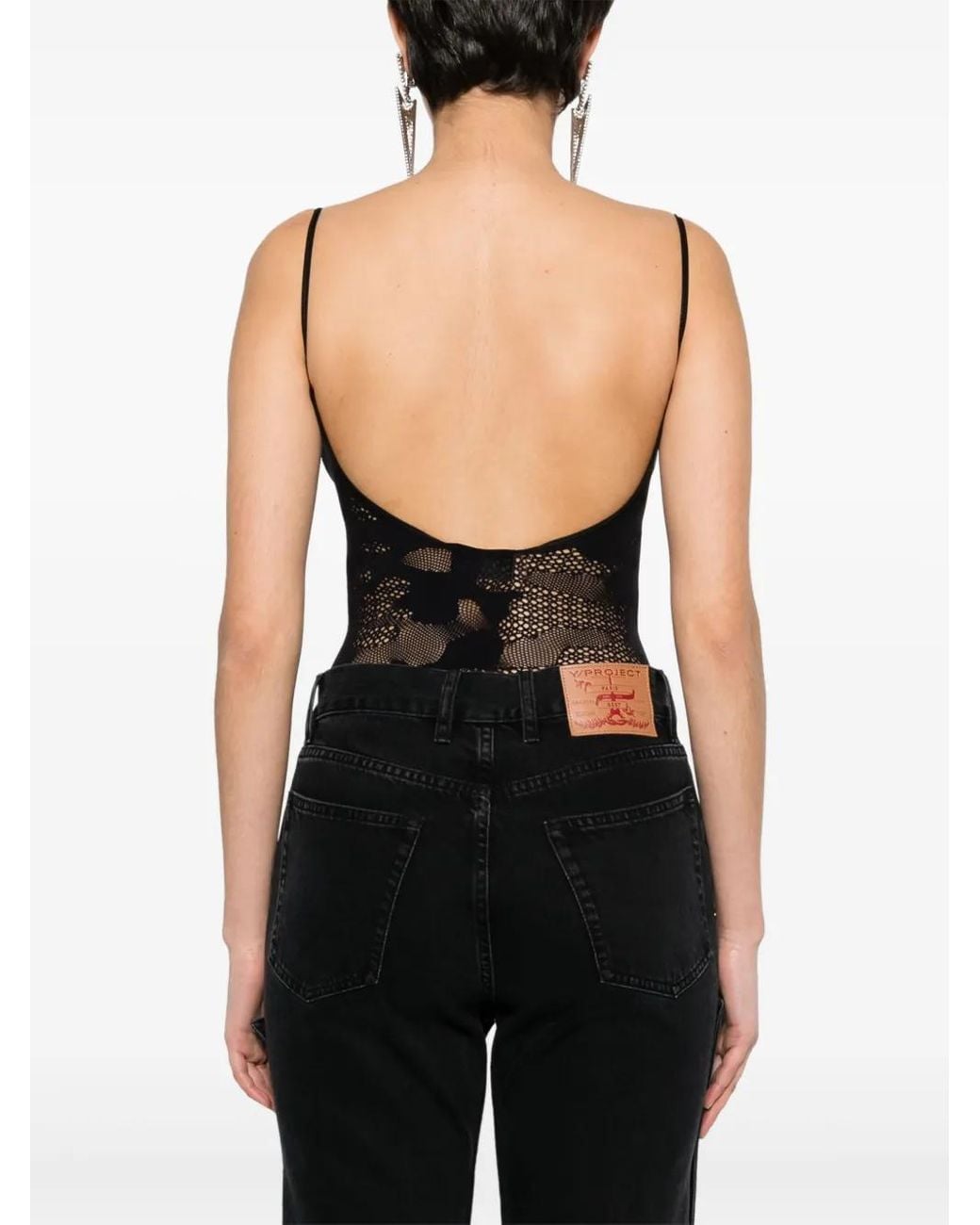 Gcds Black Pointelle-Knit Seamless Bodysuit