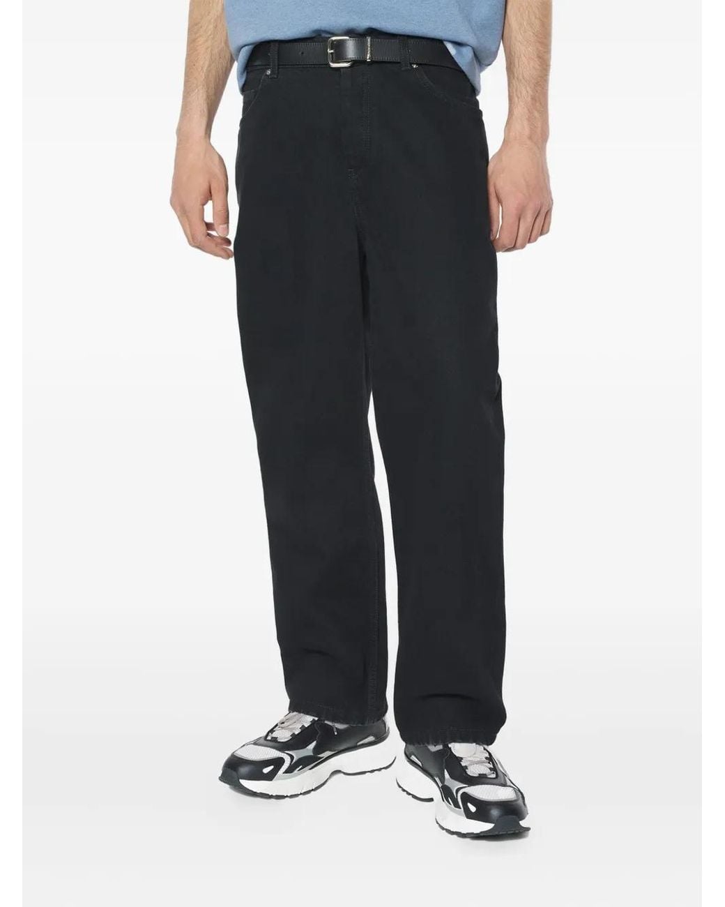 Maison Kitsuné Black Belt-Loops Denim Trousers for men