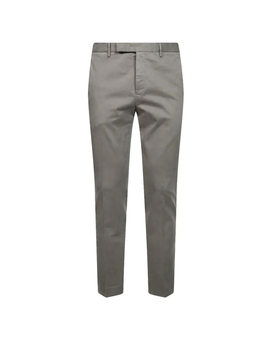 PT Torino Gray Satin-Finish Stretch-Design Trousers for men