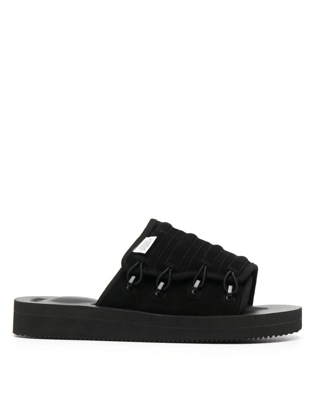 Suicoke Black Logo Open-Toe Slides