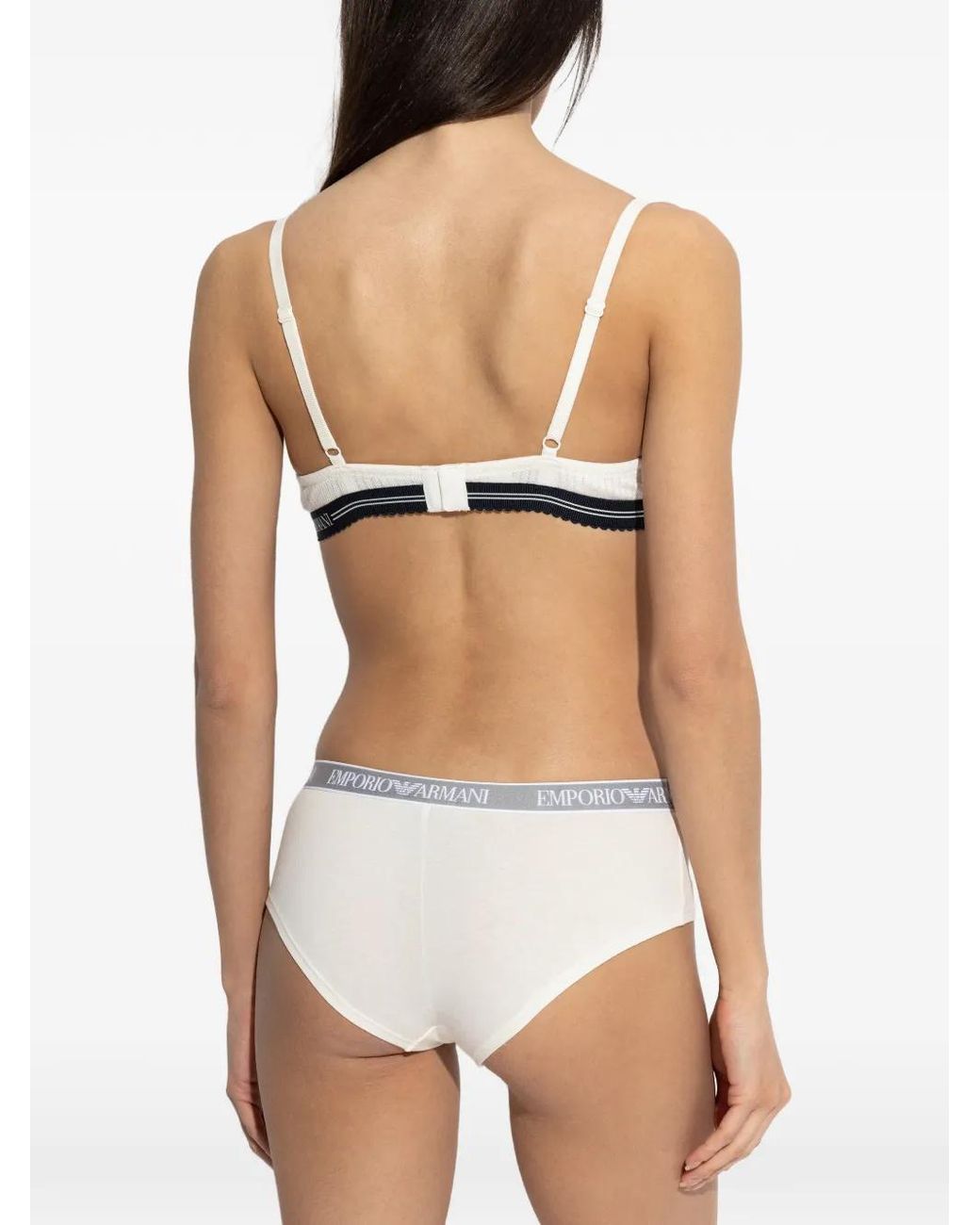 Emporio Armani White Lace-Trim Bra