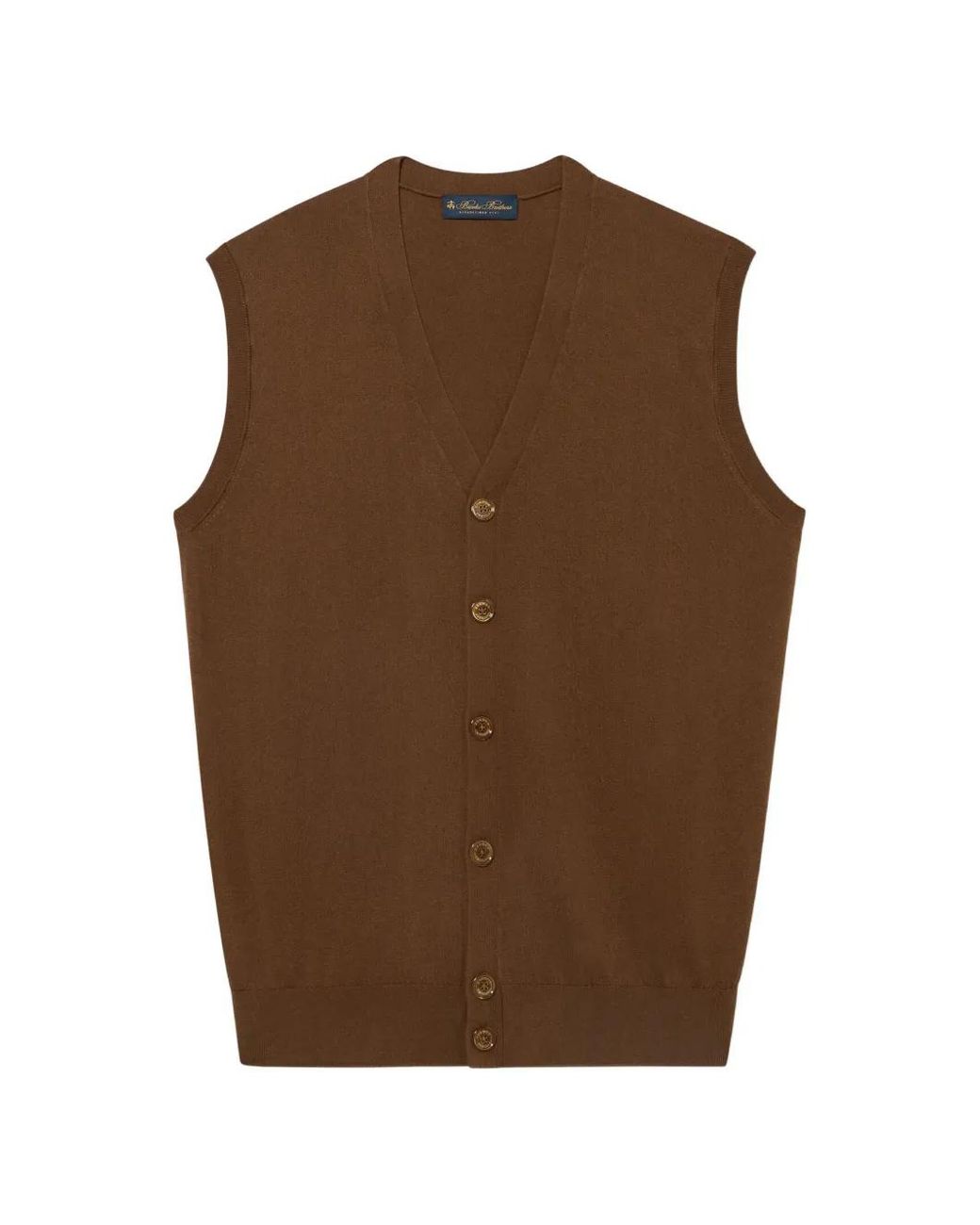 Brooks Brothers Brown Button-Front V-Neck Sweater Vest for men