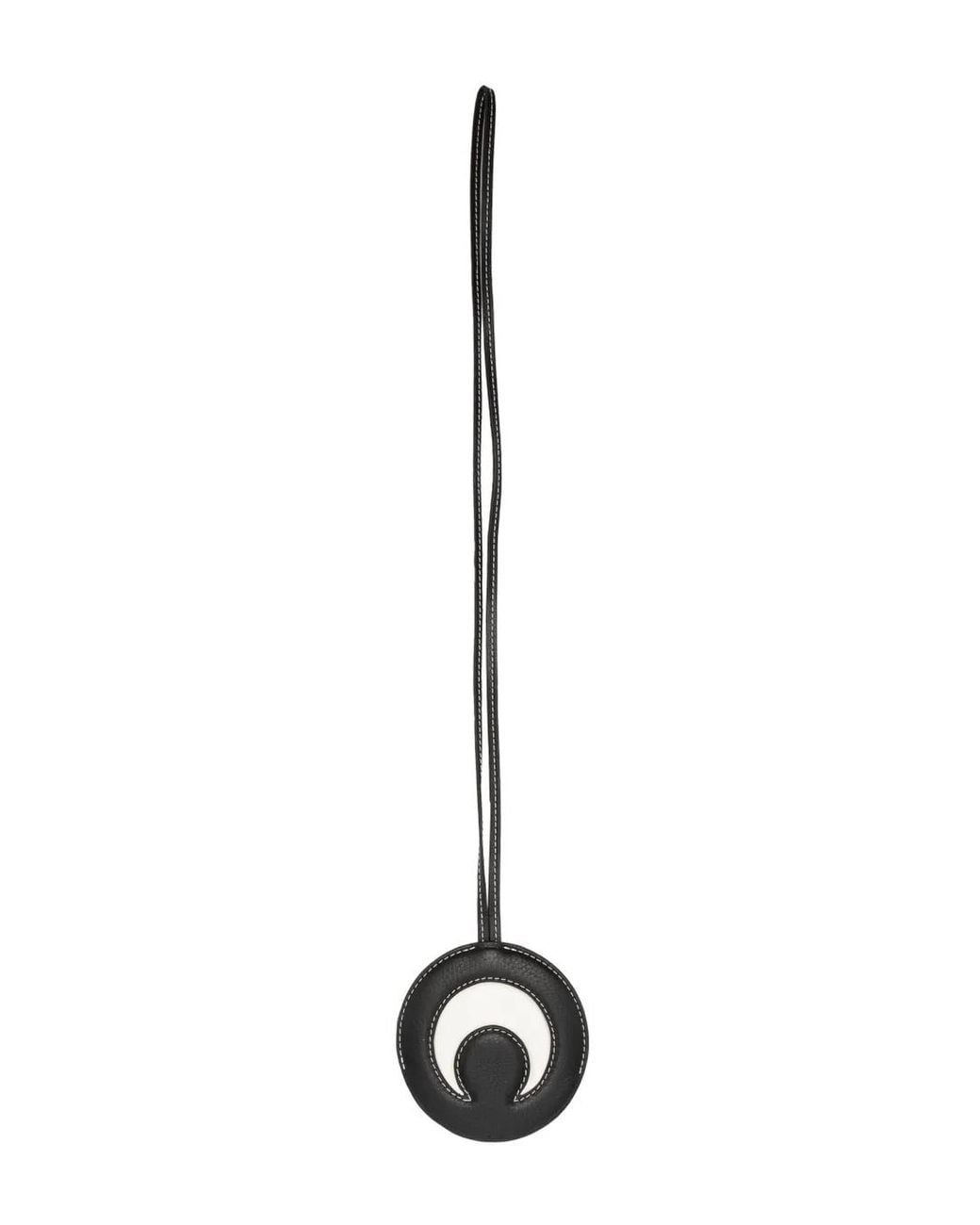 MARINE SERRE Black Crescent Moon Leather Keyring