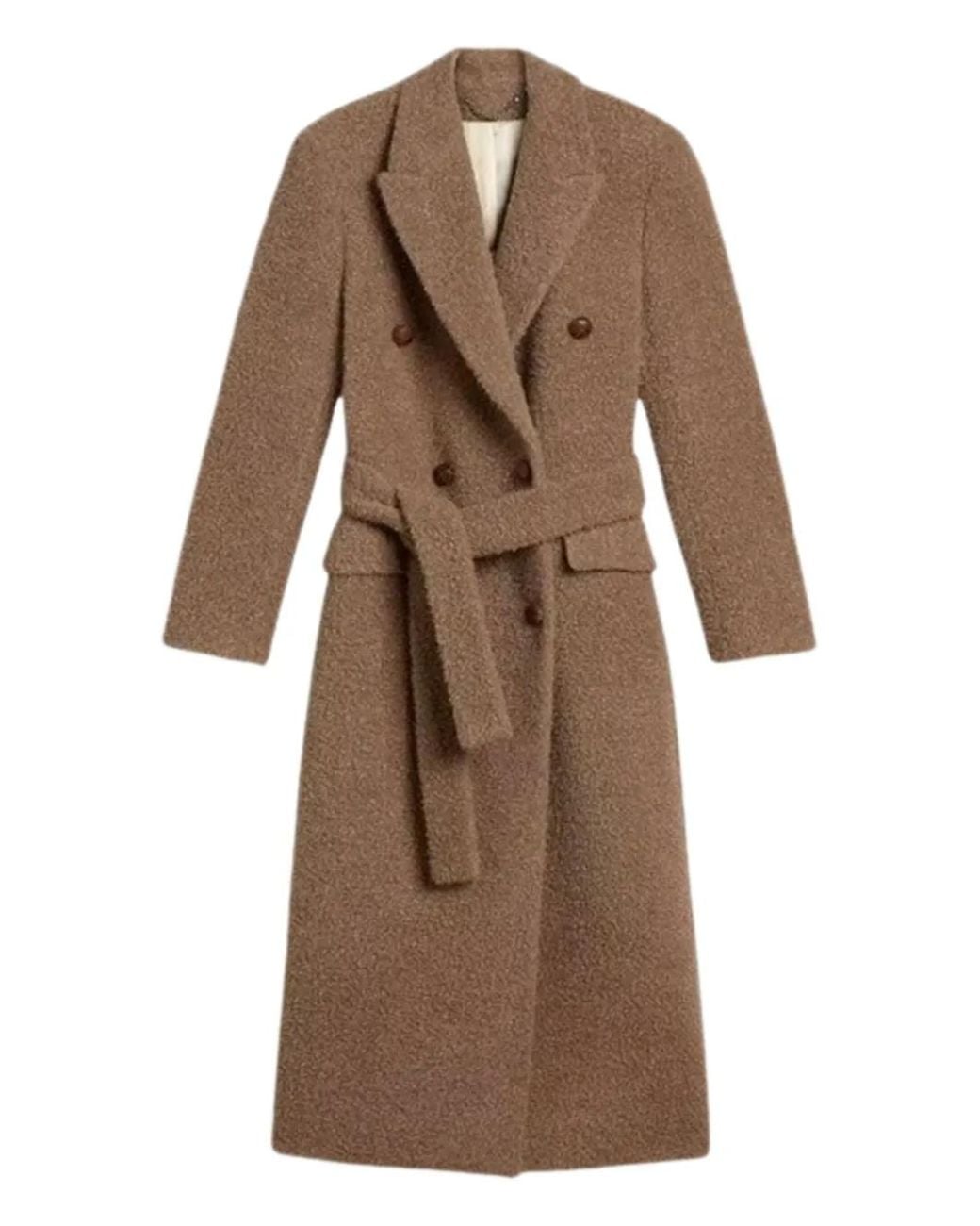 Golden Goose Deluxe Brand Brown Long Double-Breasted Greige Mixed Wool Coat