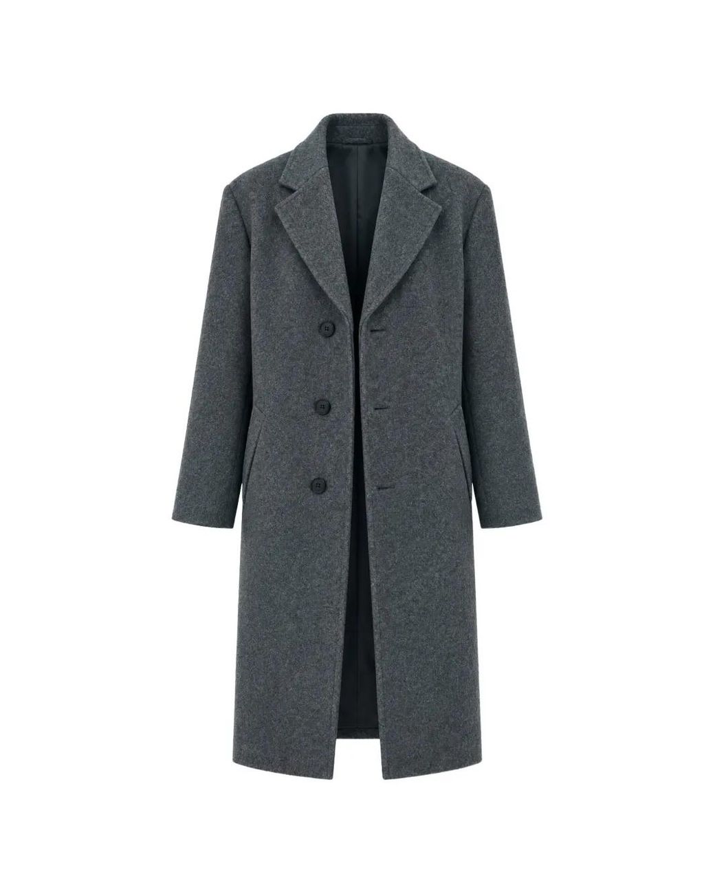 Low Classic Gray Single-Breasted Wool Coat