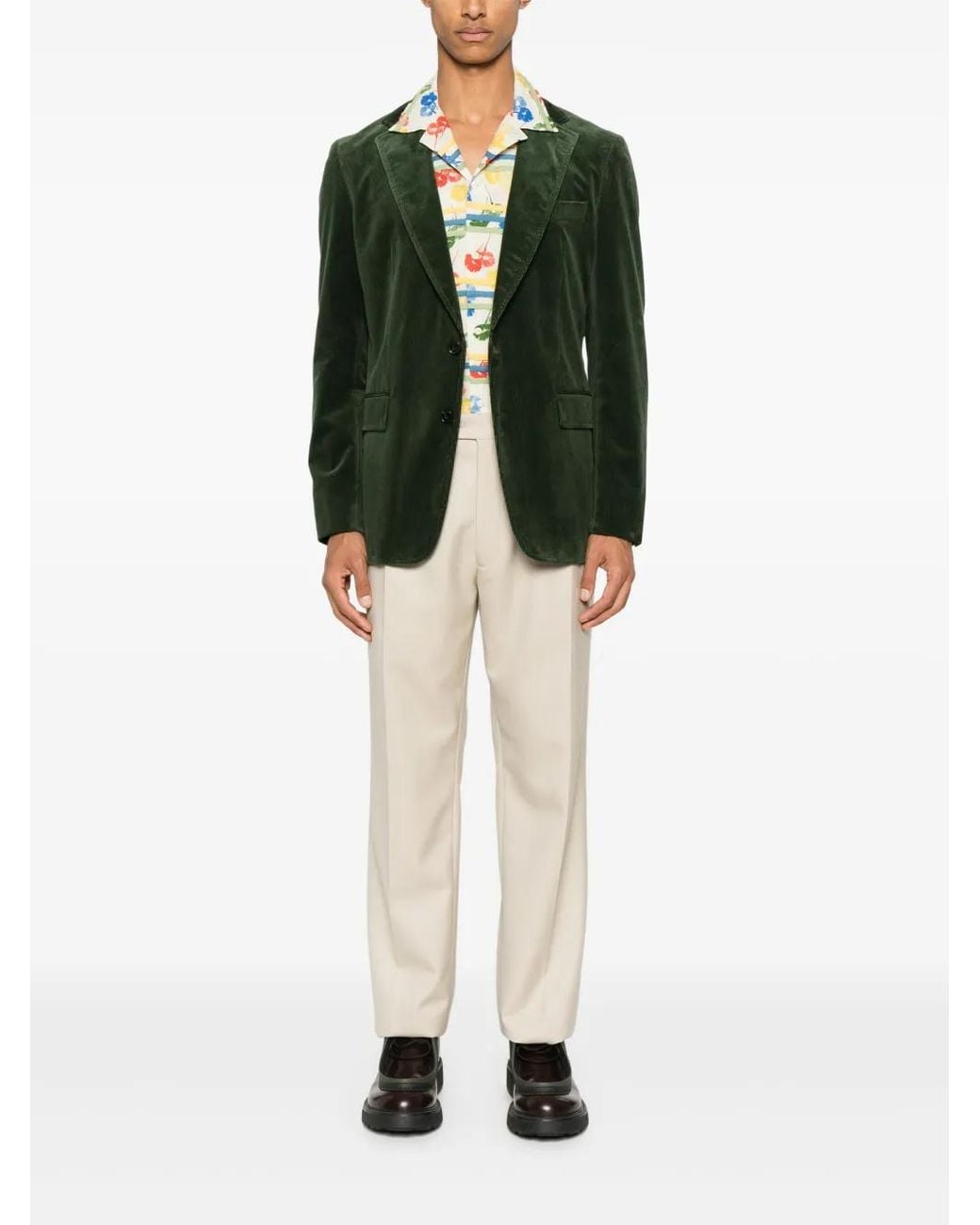 Fursac Green Cotton Blazer for men