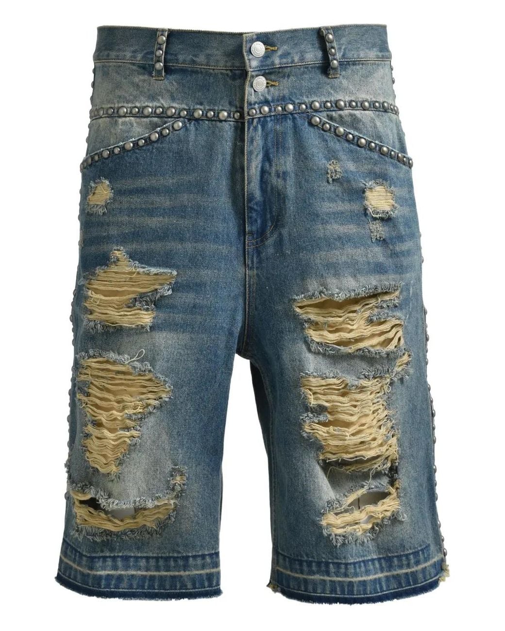BREATH Blue Stud-Embellished Shorts for men