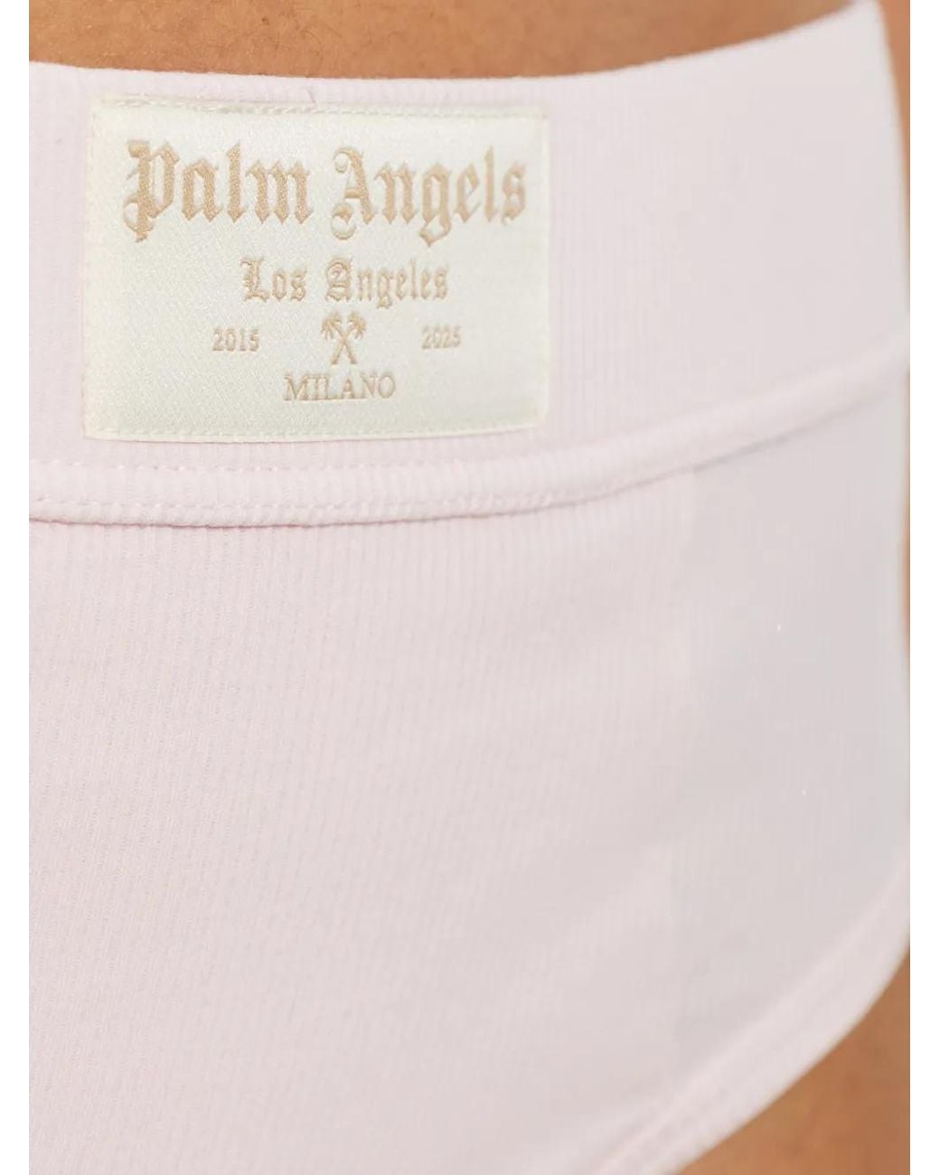 Palm Angels Pink Logo-Patch Ribbed-Knit Briefs