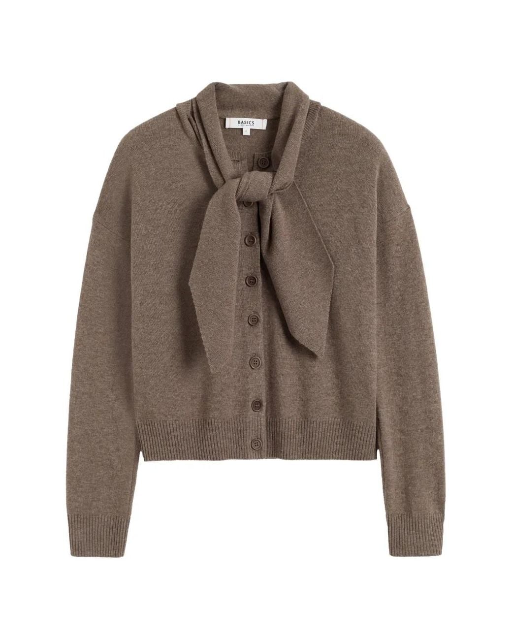 Chinti & Parker Brown Tie-Neck Button-Up Cardigan