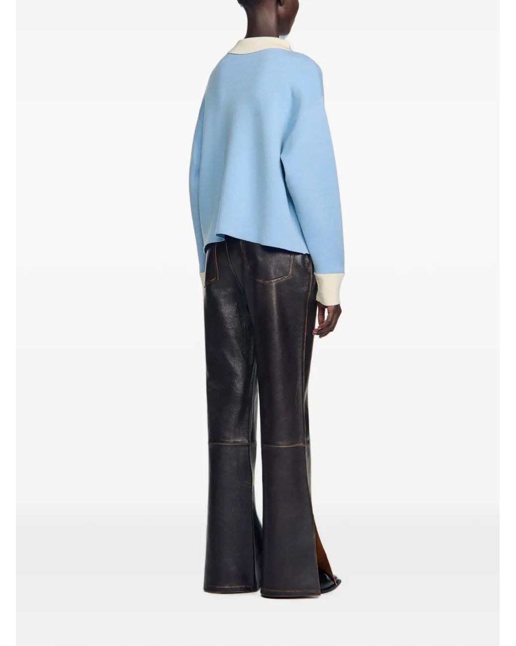 Sandro Blue Polo-Collar Buttoned Polo Top