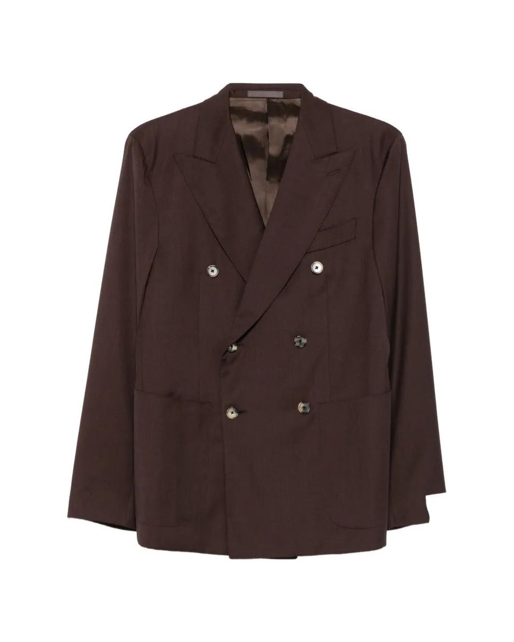 Caruso Brown Double-Breasted Peak-Lapel Jacket for men