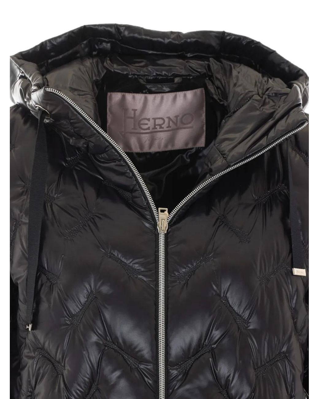 Herno Black Quilted Hooded Jacket