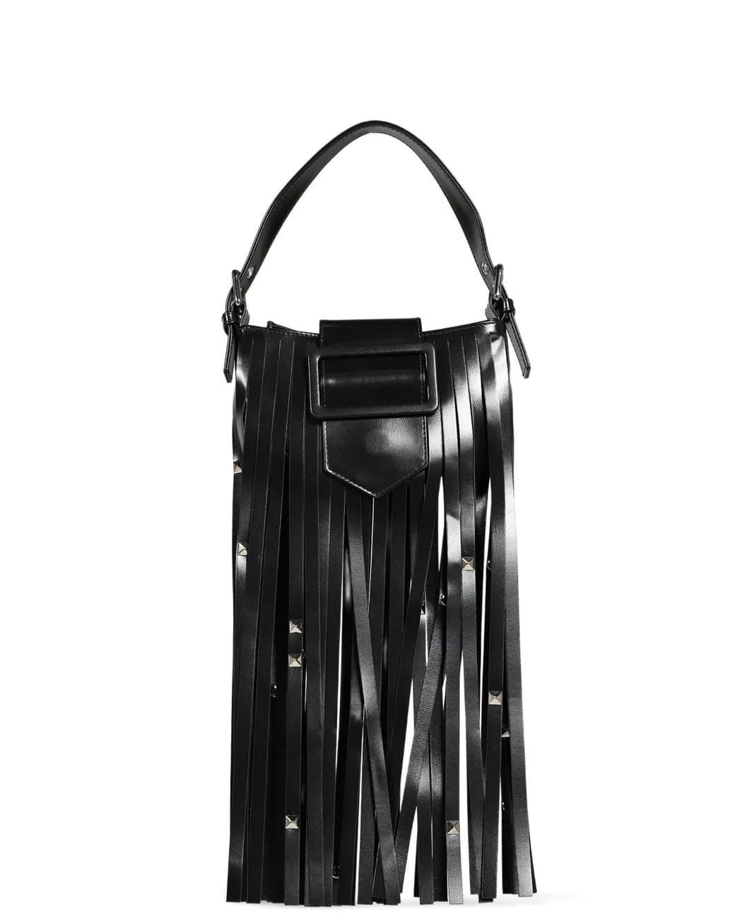 VAQUERA Black Fringe-Detail Leather Tote Bag