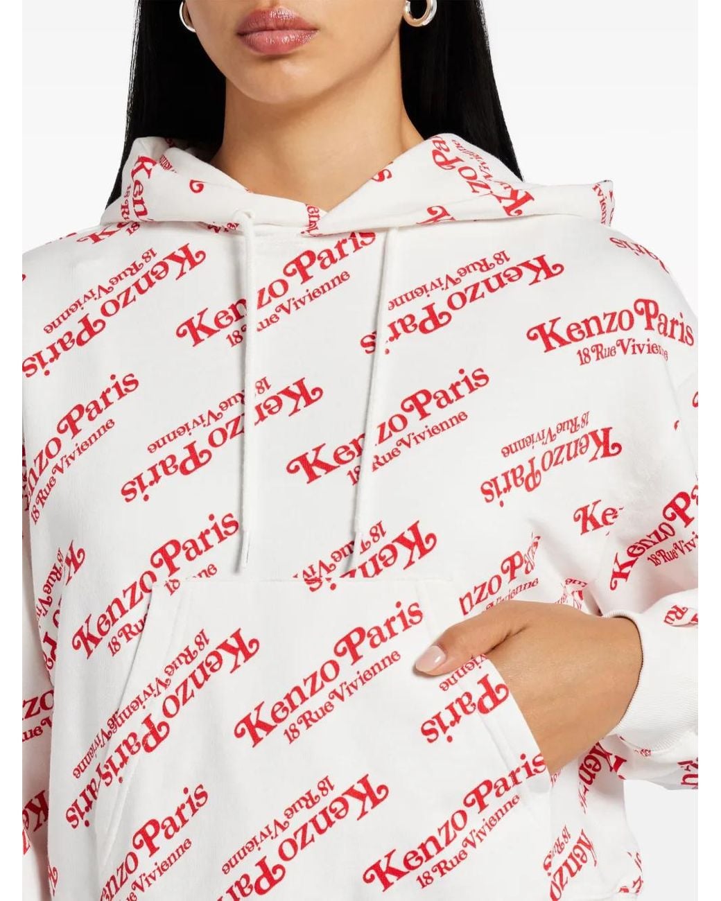 KENZO White X Verdy Logo-Print Hoodie