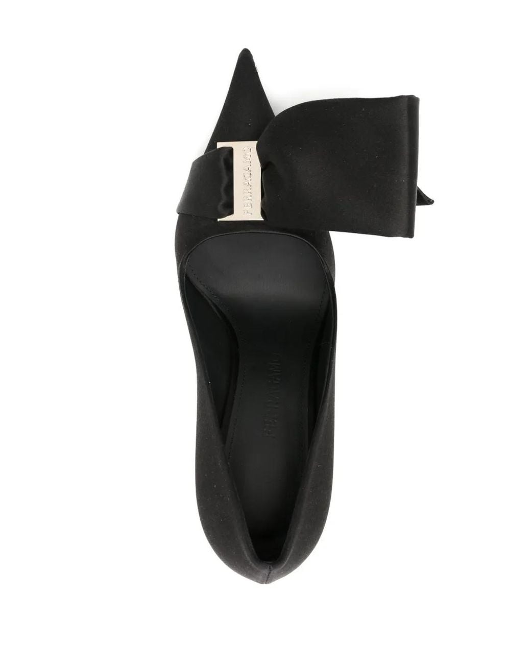Ferragamo Black Bow-Detail Satin Pumps
