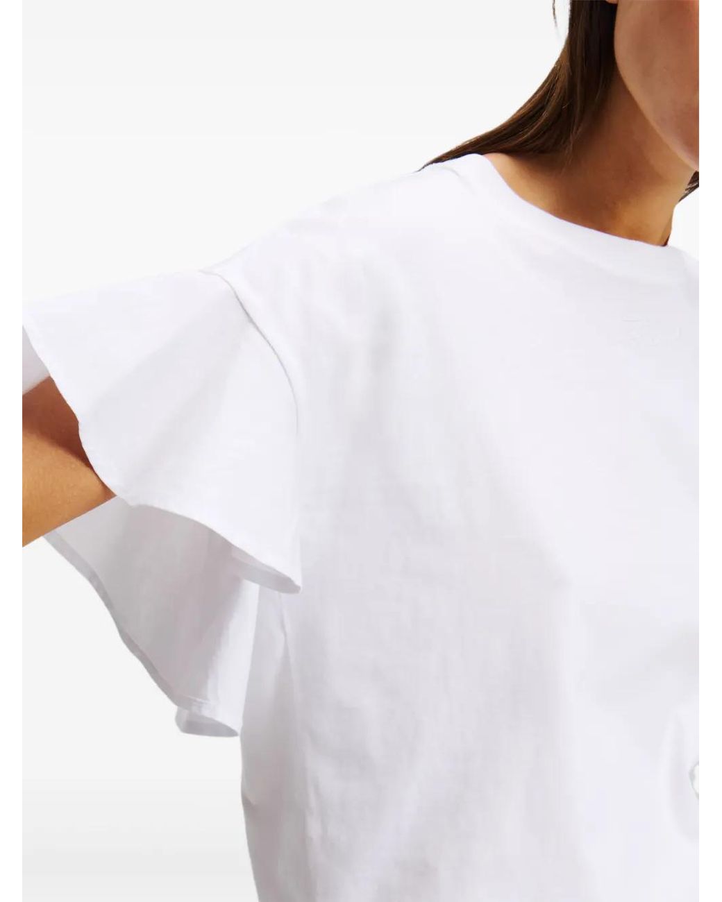 Karl Lagerfeld White Ruffle T-Shirt