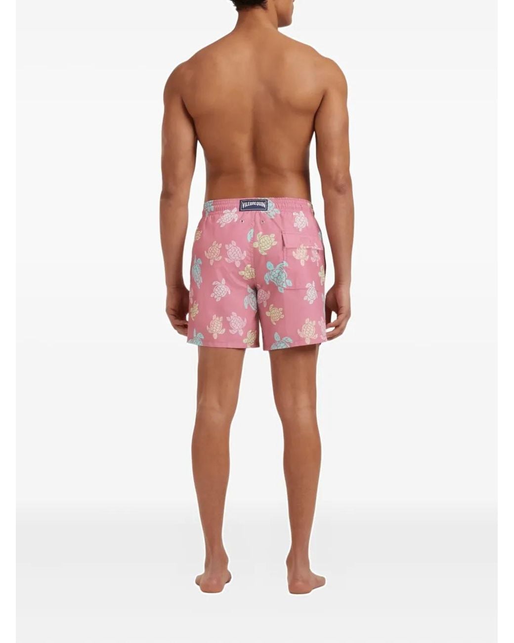 Vilebrequin Red Drawstring Turtles Swim Shorts for men