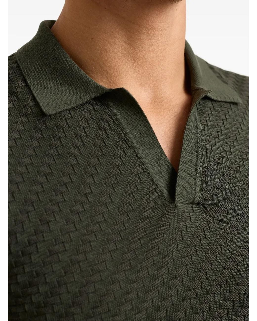 Orlebar Brown Green Horton Jacquard Polo-Collar Top for men