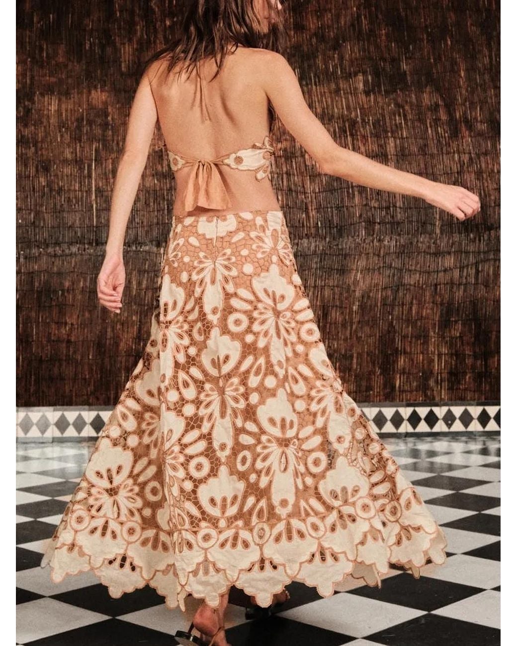 Johanna Ortiz Metallic Morning Groove Floral Midi Dress