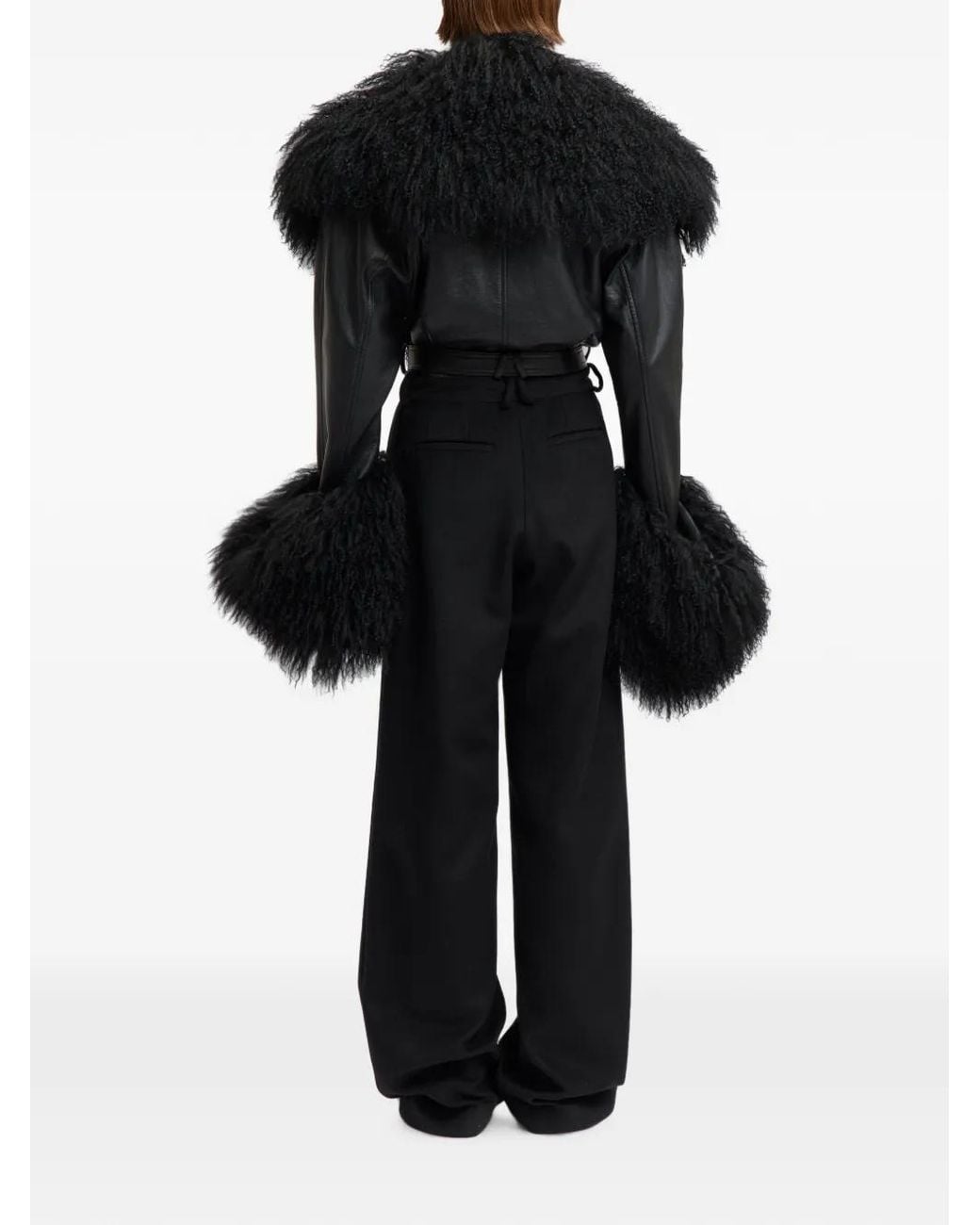16Arlington Black Carter Shearling-Trimmed Leather Jacket
