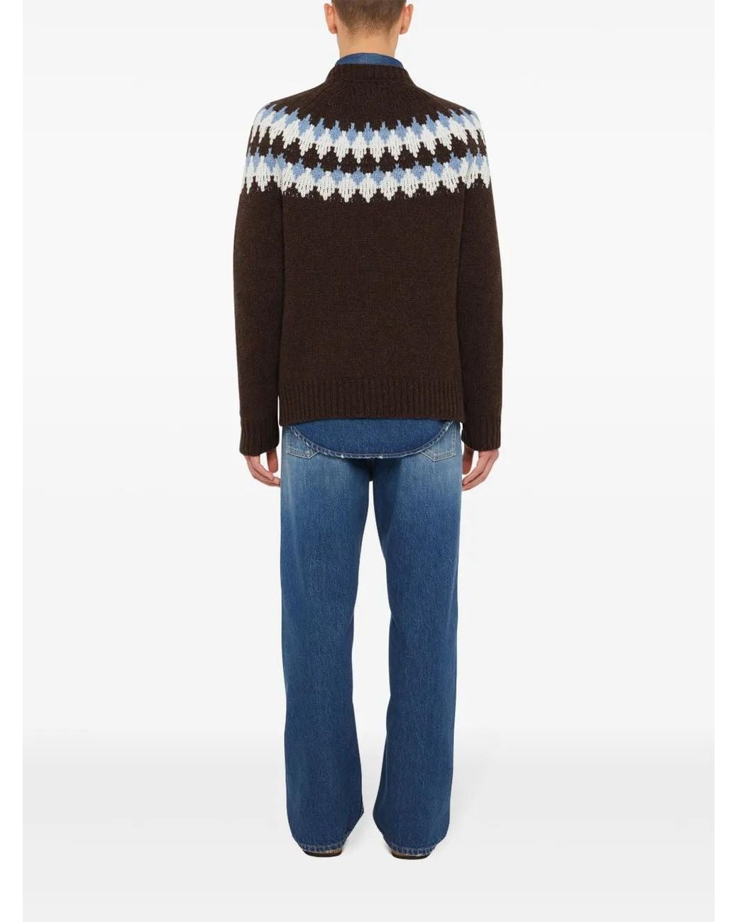 Alanui Black Fair Isle Intarsia-Knit Wool Sweater for men