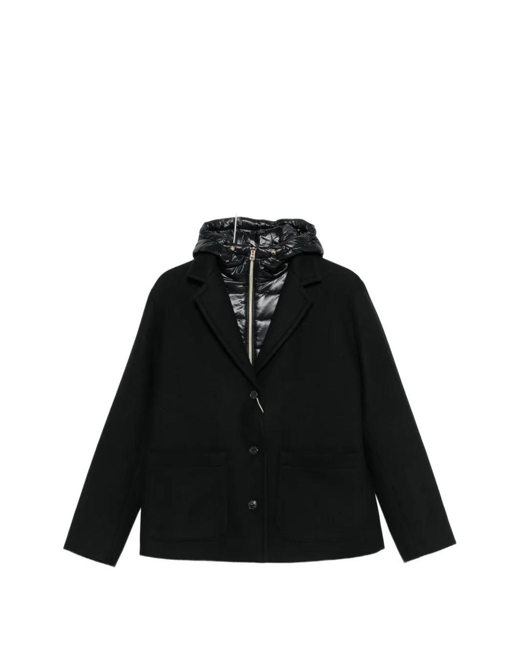 Herno Black Hooded Button-Up Jacket