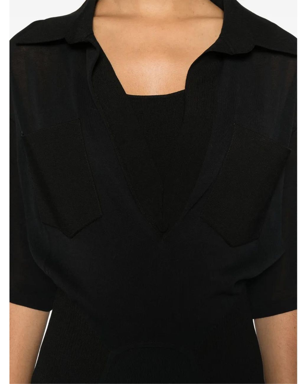 Victoria Beckham Black Panelled Knitted Maxi Dress