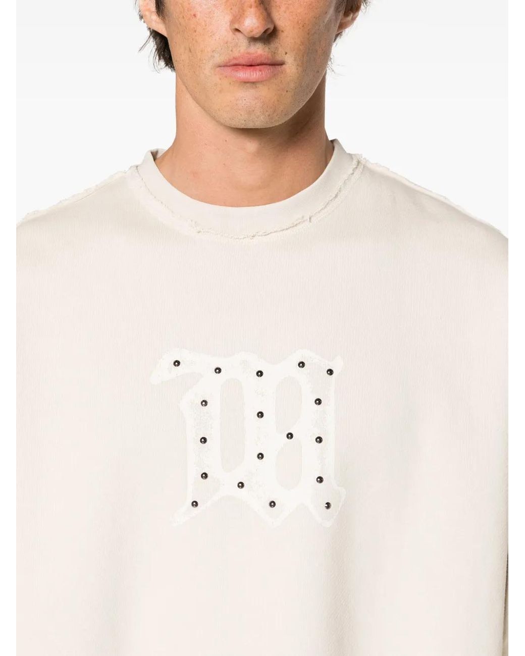 M I S B H V White Logo-Print Cotton Sweatshirt for men